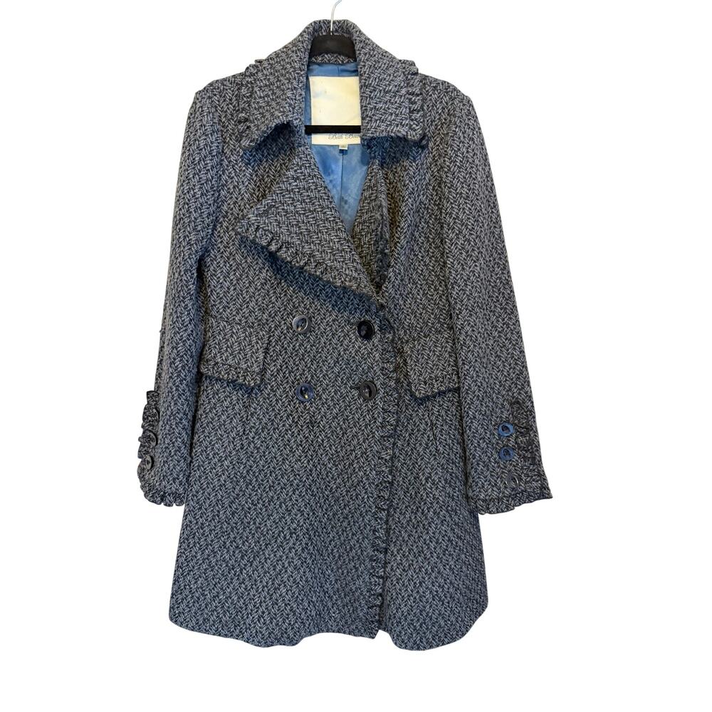 Beth Bowley Wool Pea Coat Size 10 Gray Tweed Double Breasted Academia Career